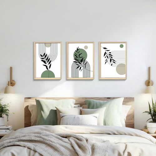 Boho vert sauge tableau decoration murale abstrait géométrique maison - 4