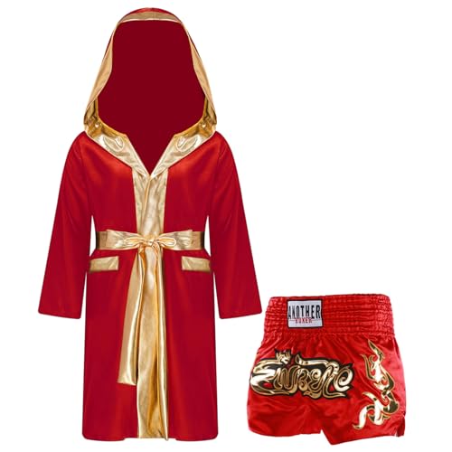 Ensemble muay thai peignoir à capuche et short en tissu respirant pour jeune boxeur amateur