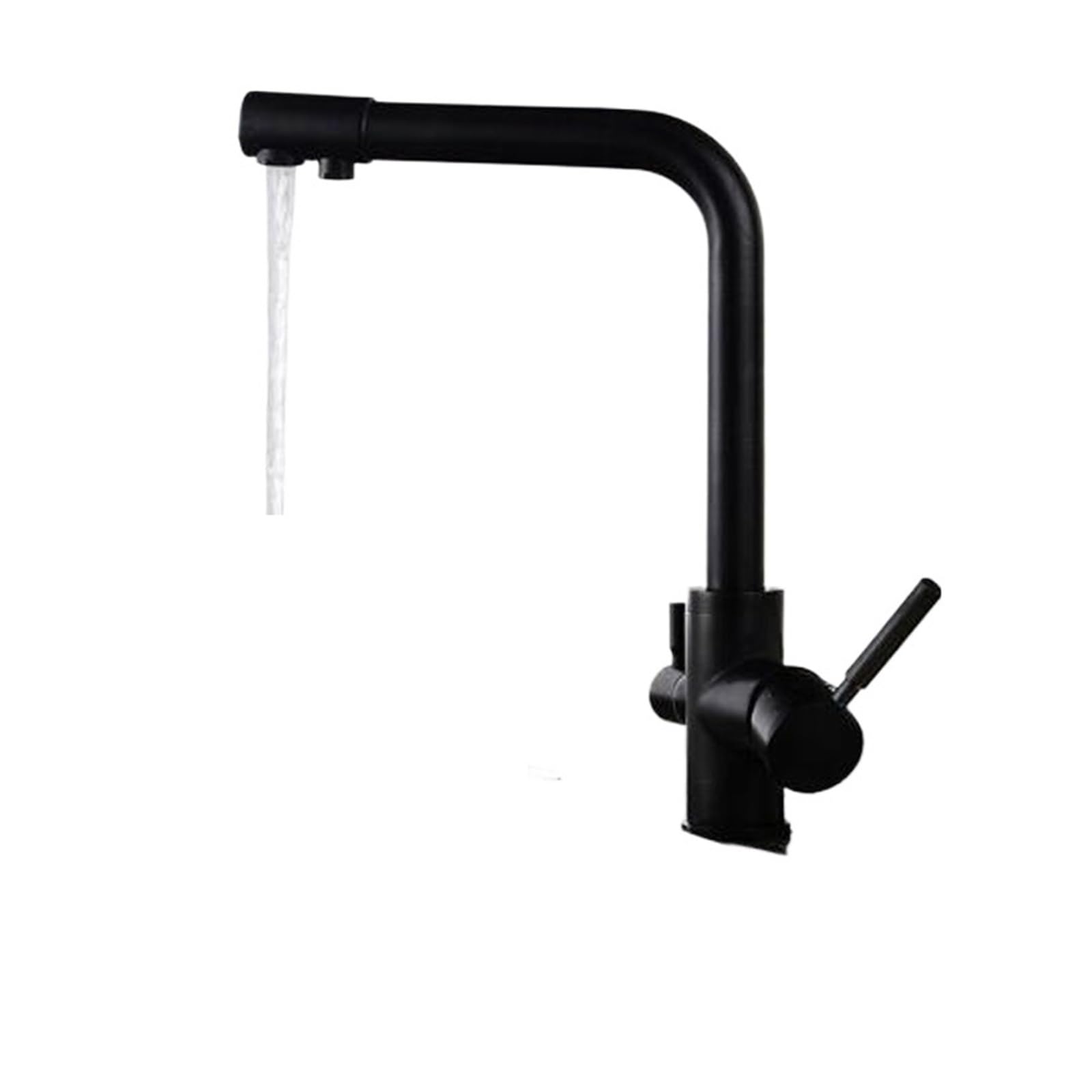 Grifo con filtro de agua integrado mezclador para cocina y fregadero giratorio negro mate