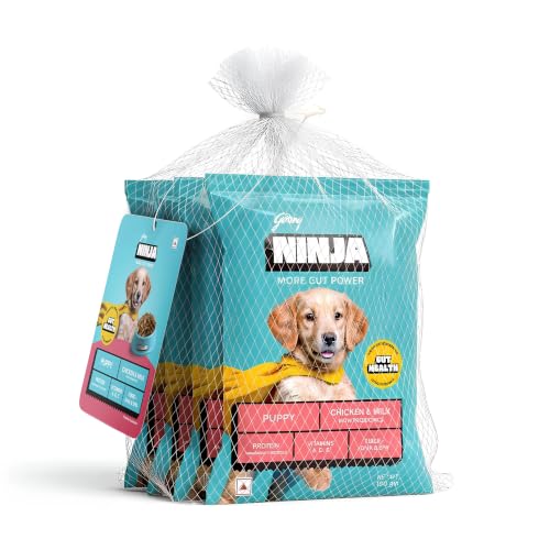 Puppy Dry Dog Food by Godrej Ninja, Chicken & Milk, 400g (4x100g ...