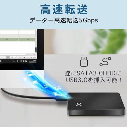 【整備済み品】ポータブルハードディスク 2.5インチ USB3.0 ハードディスク ポータブルHDD 超薄型PC/Mac対応 500GB