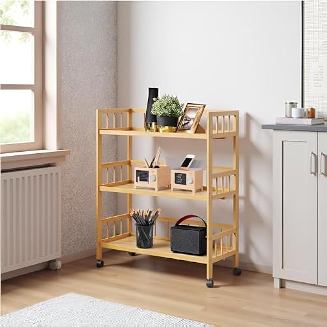 3 Tier Rolling Cart, 27.5¡Á11.8¡Á32.3 Portable Removable Kitchen Trolley with Universal Wheels, Storage Organizer Utility Cart for Living Room Kitchen-AVBHvqoq