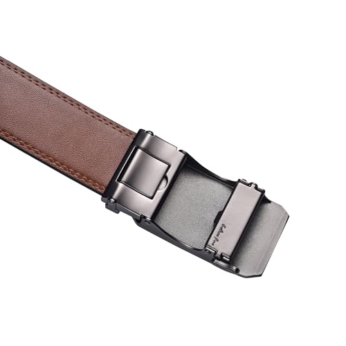 Image of Beltox Men Leather Belt w Slide Ratchet Interchangeable Buckle