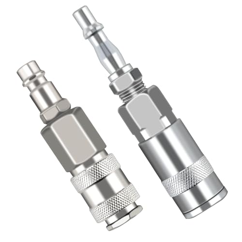 4 Pcs Pcl to Euro Adapter for Compressor, Pcl Airline Fittings, Air Line Connectors, Air Compressor Fittings, 1/4 Inch BSP Male (1/4 inch) Euro & 1/4 Airline Adapter, Female & Male Fitting