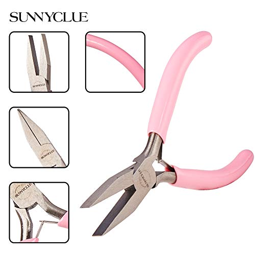 Miniatura 3 de Sunnyclue - Alicates De Punta Plana De 11,4 Cm, Mini Alicates De Precisión Para Doblar Alambre, Herramientas De Formación, Para Bricolaje, Joyería, Proyectos De Hobby, Color Rosa