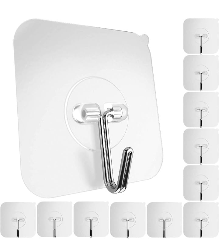 K.s Wings Enterprise PVC Wall Hooks, Pack of 10, Transparent