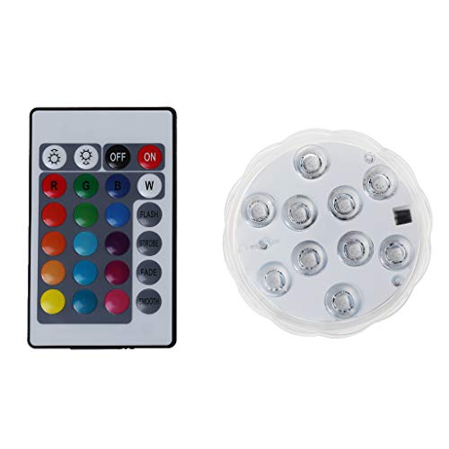 S-TROUBLE Submersible LED Light With Remote Controller Waterproof RGB Multi-color 10-LED Lamp