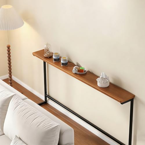 Mesa consola, mesa auxiliar estrecha de cristal, mesa de sofá larga para espacios pequeños, muebles versátiles para pasillos y salas de estar