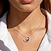 JACUPO Double Birthstone Heart Necklace 0.8CT Dual-Gemstone S925 Sterling Silver Plated White Gold Engraved 