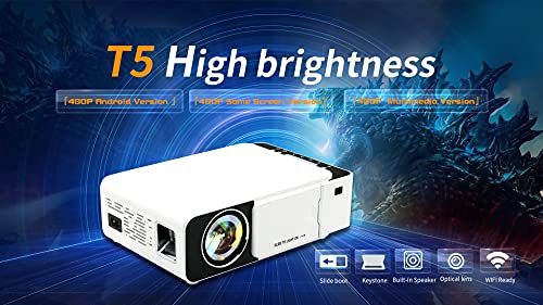 Image of ZYNC T6 X WiFi LED Projector Built in YouTube Projector HomeCinema Portable Projector Full HD LED1080P Projector 4700Lumens SupportWIFI,HDMI,USB,AUX,AV(White)