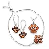 Natural Amber Sterling Silver PAWPRINT Paw Pendant & Optional Necklace (Cats & Dogs!) #3