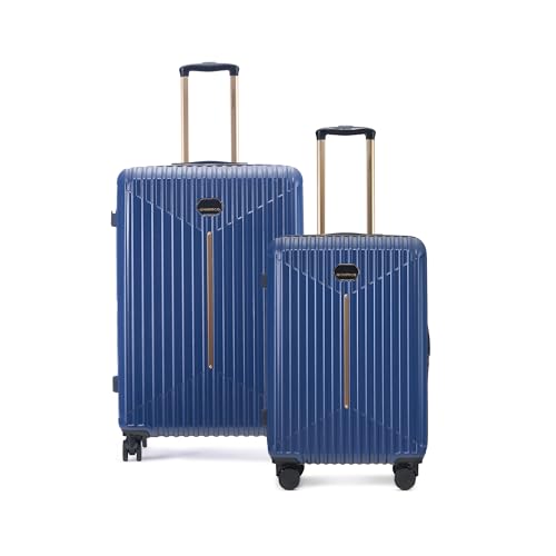 Image of The Midnight Voyager Set of 2 Luggage, Check in Medium 67.5 cm, Check in Large 76 cm, Hard Sided Polycarbonate Trolley Bag, Dual Anti- Theft Zippers, TSA Lock (Storm Blue)