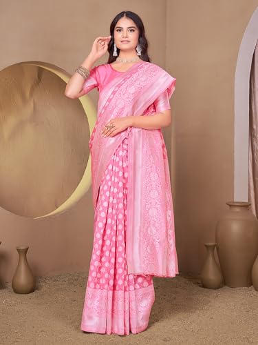 Image of Glory Sarees Women's Woven Pure Soft Kanjivaram Silk Saree Banarasi Style With Blouse Piece for Wedding