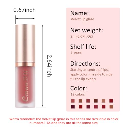 Image of evpct 1Pcs Mauve Red Matte Liquid Lipstick Lip Gloss Glossy Set for Black Women 24 Hour Silky Velvet Lipstick labiales matte larga duracion mate 24 horas originales 03#