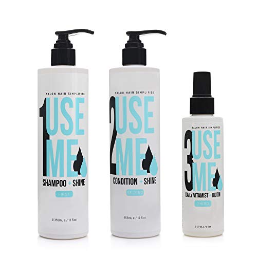 Use Me Hair Shampoo, Conditioner, & Vitamist + Biotin Set, Hydrating, Strengthening, Moisturizing Heat Protectant For Dry Hair, Damaged Hair, Frizz Ease with Agave, Kokum, Paraben Free, Sulfate Free