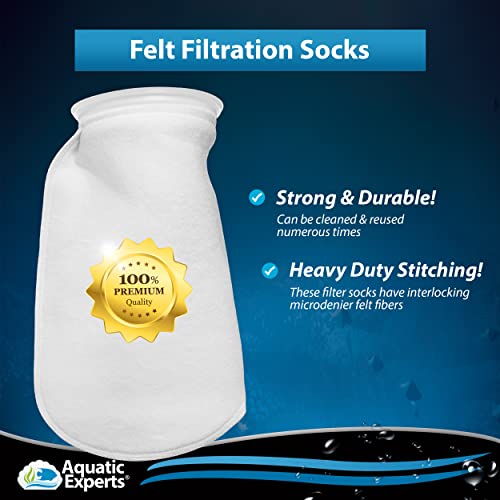 Aquatic Experts Filter Socks 200 Micron - 4 Inch Ring by 8 Inch Long - 24 Pack Short - Aquarium Felt Filter Bags - Custom Made in The USA