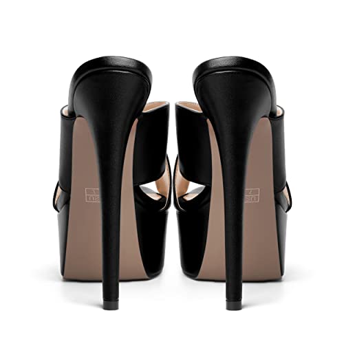 SHOWFOREST Womens Platform Matte Party Sexy Solid Round Toe Slip On Stiletto High Heel Heeled Sandals 6 Inch4