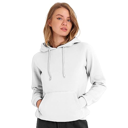 FUNKY MONKEY Womens Premium 100% Cotton Plain Hooded Sweatshirt with Thick String