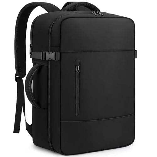 ZOMFELT Travel Backpack for Women Men, 45L Carry On Backpack Luggage 22x14x9 Airline Approved, TSA 15.6inch Laptop Backpack Personal Item Travel Bag, Water Resistant Mochila For Business Work, Black