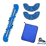 YTAXYZWR Pattini Ghiaccio Set Accessori 5 Pezzi coprilama Pattini Ghiaccio Taglia Regolabile Blu Protezione Lama Pattini Ghiaccio per Bambini Adulti Sport su Ghiaccio Facile da Indossare e Pulire