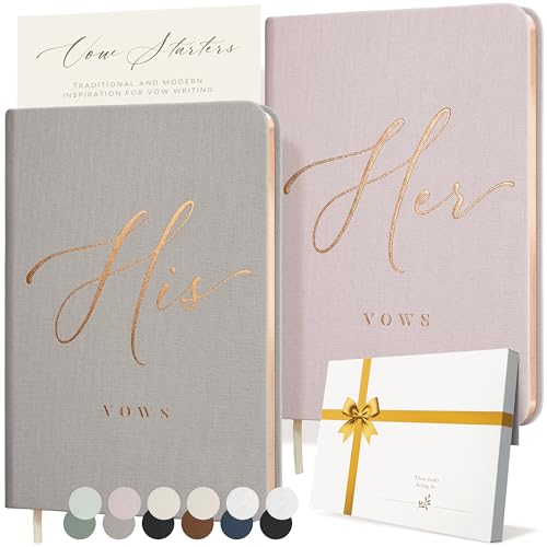 Image of ARTESORI Vow Books His and Hers - Linen Wedding Vow Books Perfect as Bride & Groom Gifts, Wedding Registry Ideas - His & Hers Gifts Wedding Vow Book - Wedding Essentials & Accessories [Blush & Grey]