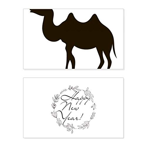 Tarjeta conmemorativa de Año Nuevo con diseño de animales en color negro