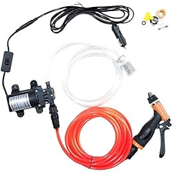 CYBERNOVA Autocebante portátil de alta presión de 12 V y 60 W (con interruptor), kit de lavado de automóviles, bomba de agua para riego de automóviles, mascotas, ventanas, jardín y camping