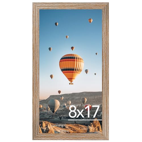 Image of JCJMY 8x17 Picture Frame Rustic Brown for Poster Photo Picture, Horizontal and Vertical Formats for Wall Hanging, 8 x 17 Wall Gallery Poster Photo Frame for 8 by 17 Photos Posters, Rustic Brown