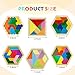 YUQILIN 6 PCS Wooden Tangrams Puzzles for Kids, Wooden Hexagon Toddlers Puzzles Block Geometric Brain Teaser Wood Puzzle Tangram Logic IQ Toy Gifts for All Ages Boys Girls Adults Intelligence