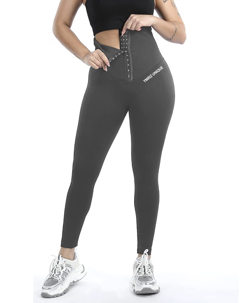 Waist Trainer Yoga High Waisted Long Leggings Ultra-Fit Lower Back Support Legging Grey
