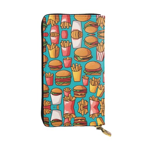 Porte-cartes de crédit frites hamburger et grand portefeuille cuir 19cm