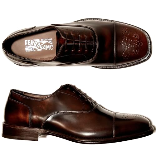 Maxime Men's Brown Cap Toe Brogue Leather Welted Oxford Dress Shoes (Salvatore4