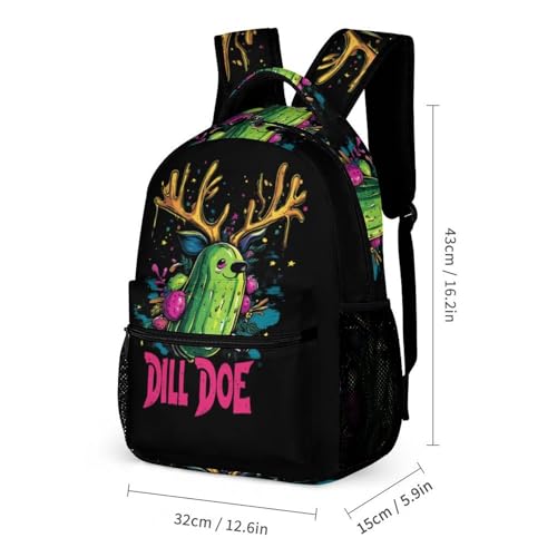 Dill Doe Funny Pickle Deer 3 PCS Backpack Set Casual Daypack with Insulated Lunch Bag & Pencil Case2