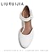 LIURUIJIA Women's Elegant Low Heel Dress Shoes Ankle Strap Closed Toe Elegant Work Business Pumps White Matte 40 US 8