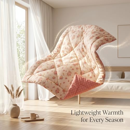 Image of VAS COLLECTIONS Feather Cotton Reversible AC Comforter for Double Bed | Super Soft 220 GSM Quilt /Duvet /Dohar | Lightweight All-Season Comforter | 90 x 100 Inches (1 Piece), Cream