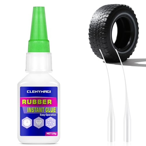 ClenyMagi Rubber Glue Super Glue for Rubber Fast Drying Clear Adhesive for RC Tire Shoes Belt Soles Hose Mat Repair and More Waterproof Heat-Resistant Strong Adhesive
