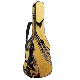 Housse de protection imperméable en tissu Oxford pour guitare électrique avec poignée latérale rembourrée Jaune Noir Or Marbre, Multicolore 8., 42.9×16.9×4.7 in, Sacs pour guitare acoustique - Les Beatles, Paul McCartney, John Lennon, RIngo Starr, George Harrison