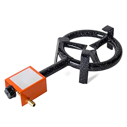 Tradineur – Aro paellero esmaltado gas butano negro 20 cm. Quemador de gas para paellas, hornillo paellero plano