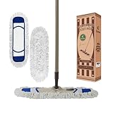 Eyliden Dust Mop with Reusable Washable Pads - One Touch Replacement, Height Adjustable Handle, Total 2 Mop Cloths, Wet Dry Mops for Floor Cleaning, Hardwood, Laminate, Tile Floor Push Dust Broom