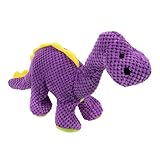 goDog Dinos Bruto Checkers Tough Plush Toy with Chew Guard Technology, Durable Checkered Fabric & Squeaker for Active Play, Purple, Large