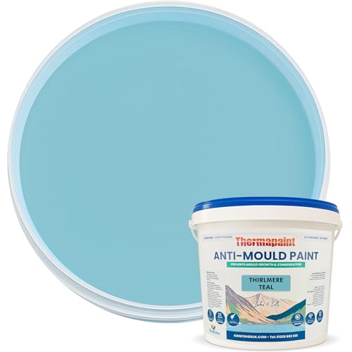 Kingfisher Thermapaint Anti Mould Paint with Active Fungicide 2.5L | Mould & Moisture Resistant Emulsion Wall Paint for Kitchens, Bathrooms & More | Waterproof & Washable | Thirlmere Teal