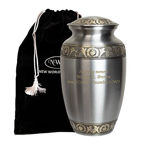 Customized Platinum And Gold Funeral Cremation Urn, Adult Size With Personalization #TOP16