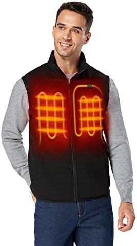 ORORO Men's Fleece Heated Vest with Battery Pack(Black, M)