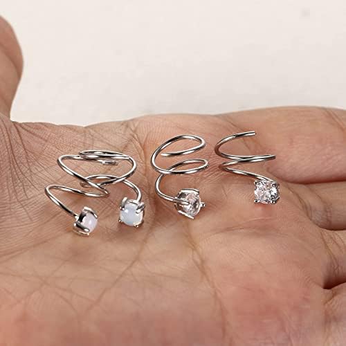 Finrezio 2Pair 925 Sterling Silver Twist Crawler Earrings Double Hoop Climber Cuff Earrings for Women Cartilage Wrap Earrings Minimalist Piercing Earring Hypoallergenic