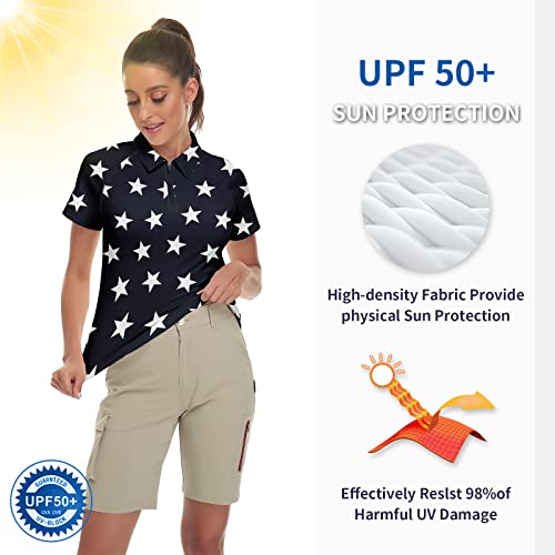 Women's Print Golf Shirts Short Sleeve Tennis Shirt Golf Polo Shirts #TOP4