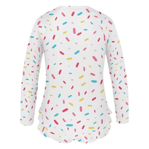 Image of CaTaKu Girls Rash Guard Swimsuit Long Sleeve One Piece Bathing Suit UPF 50+ Toddler Kids Zipper Ruffle Swimwear 3-12Y