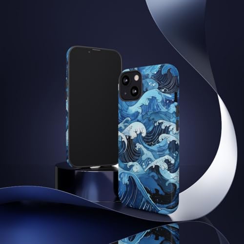 Vagues de l'océan de style japonais - Coque rigide brillante iPhone 13