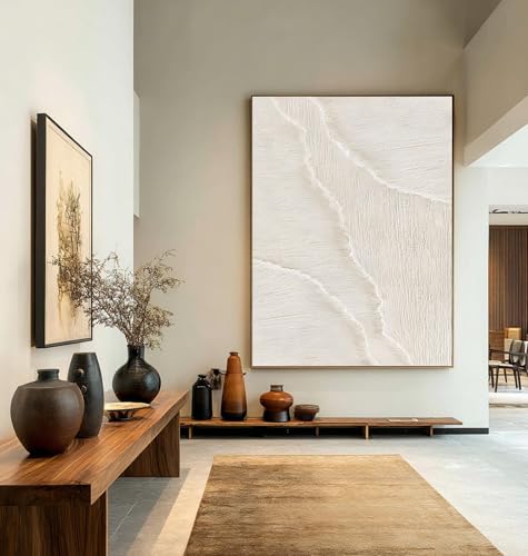Tableau abstrait blanc vagues modernes décoration grand format - 3
