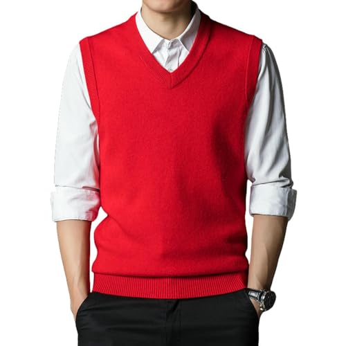 Gilet en tricot à col en V homme gilet boutonné sans manches chaud