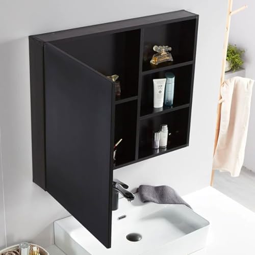 Modern Feng Shui Wall-Mounted Aluminum Bathroom Storage Cabinet, Space-Saving Kitchen Spice Rack & Utensil Organizer, 80x70x12cm, Sleek Hidden Design for Efficient Organization